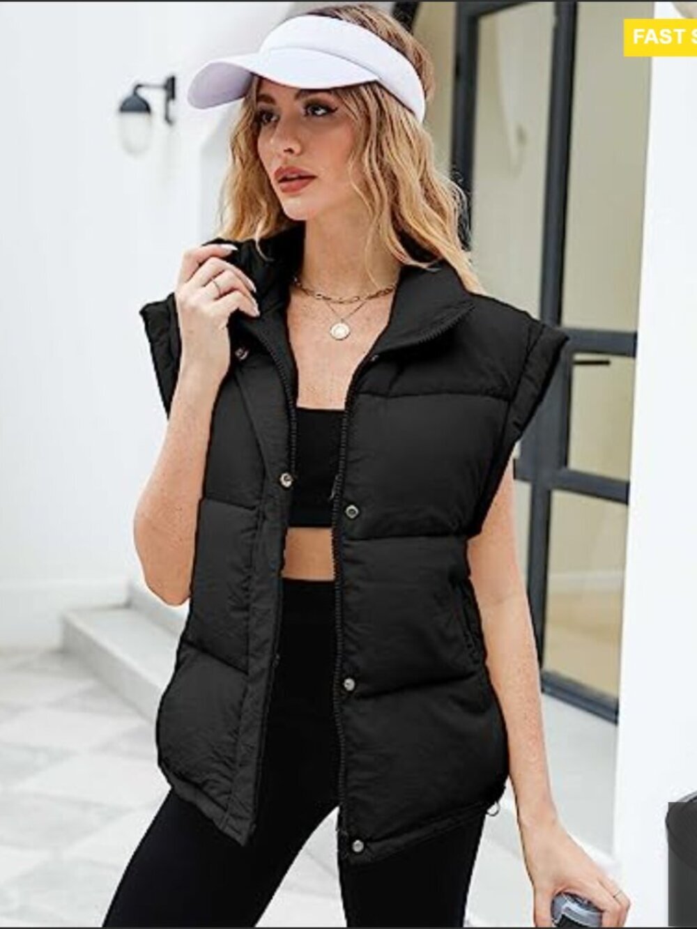 Puffer Vest Stand Collar Sleeveless Jacket Lightweight Padded Winter Chic - Picture 6 of 7